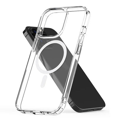 For Magesafe Magnetic Transparent Wireless Charge Case for  11 12 13 14 15 Pro Max plus Mini X 7 8 SE Shockproof PC Cover