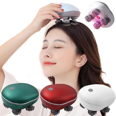 Electric Scalp Head Massager Red Light Therapy Antistress Relax Body Massage Remove Muscle Tension Tiredness Massageador Tool Revive